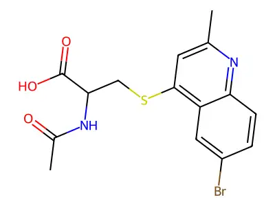 2-Acetamido-3-(6-bromo-2-methylquinolin-4-yl)sulfanylpropanoic acid structure