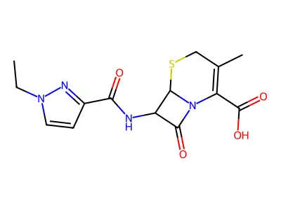 7-{[(1-ethyl-1H-pyrazol-3-yl)carbonyl]amino}-3-methyl-8-oxo-5-thia-1-azabicyclo[4.2.0]oct-2-ene-2-carboxylic acid structure
