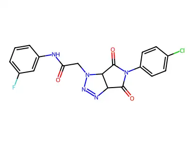 2-[5-(4-chlorophenyl)-4,6-dioxo-4,5,6,6a-tetrahydropyrrolo[3,4-d][1,2,3]triazol-1(3aH)-yl]-N-(3-fluorophenyl)acetamide structure