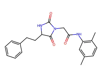 N-(2,5-dimethylphenyl)-2-[2,5-dioxo-4-(2-phenylethyl)imidazolidin-1-yl]acetamide structure