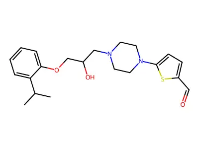 5-[4-[2-hydroxy-3-(2-propan-2-ylphenoxy)propyl]piperazin-1-yl]thiophene-2-carbaldehyde structure