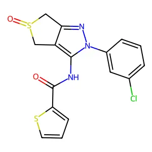 N-[2-(3-chlorophenyl)-5-oxo-4,6-dihydrothieno[3,4-c]pyrazol-3-yl]thiophene-2-carboxamide structure