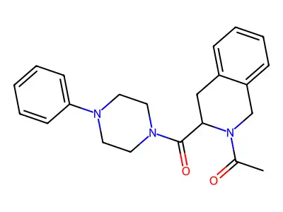 1-[3-(4-phenylpiperazine-1-carbonyl)-3,4-dihydro-1H-isoquinolin-2-yl]ethanone structure