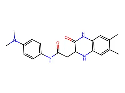 N-[4-(dimethylamino)phenyl]-2-(6,7-dimethyl-3-oxo-1,2,3,4-tetrahydroquinoxalin-2-yl)acetamide structure