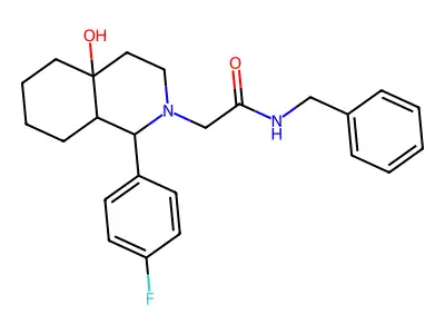 N-benzyl-2-(1-(4-fluorophenyl)-4a-hydroxyoctahydroisoquinolin-2(1H)-yl)acetamide structure