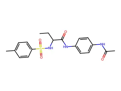 N-[4-(acetylamino)phenyl]-2-{[(4-methylphenyl)sulfonyl]amino}butanamide structure