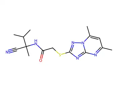 N-(1-cyano-1,2-dimethylpropyl)-2-({5,7-dimethyl-[1,2,4]triazolo[1,5-a]pyrimidin-2-yl}sulfanyl)acetamide structure