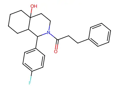 1-[1-(4-fluorophenyl)-4a-hydroxyoctahydroisoquinolin-2(1H)-yl]-3-phenylpropan-1-one structure