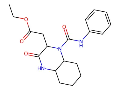 Ethyl [3-oxo-1-(phenylcarbamoyl)decahydroquinoxalin-2-yl]acetate structure