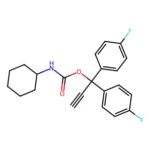 Cyclohexanecarbamic acid, 1,1-bis(p-fluorophenyl)-2-propynyl ester structure