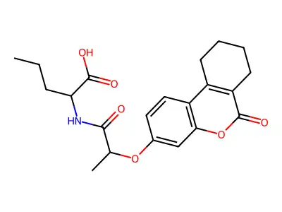 N-{2-[(6-oxo-7,8,9,10-tetrahydro-6H-benzo[c]chromen-3-yl)oxy]propanoyl}norvaline structure