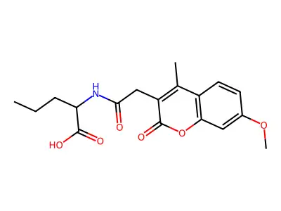 N-[(7-methoxy-4-methyl-2-oxo-2H-chromen-3-yl)acetyl]norvaline structure