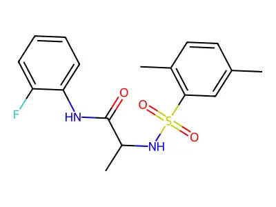 2-[(2,5-dimethylphenyl)sulfonylamino]-N-(2-fluorophenyl)propanamide structure