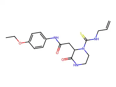 N-(4-ethoxyphenyl)-2-[3-oxo-1-(prop-2-en-1-ylcarbamothioyl)piperazin-2-yl]acetamide structure