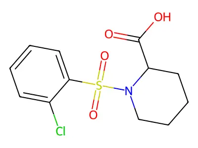 1-[(2-Chlorophenyl)sulfonyl]piperidine-2-carboxylic acid structure