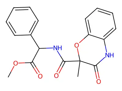 methyl 2-{[(2-methyl-3-oxo-3,4-dihydro-2H-1,4-benzoxazin-2-yl)carbonyl]amino}-2-phenylacetate structure