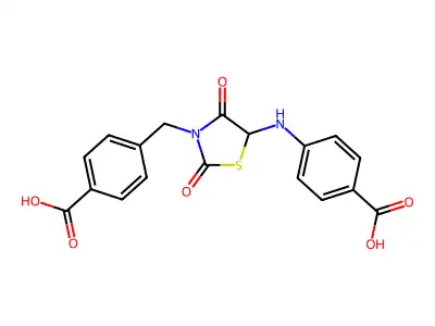 4-{[3-(4-Carboxybenzyl)-2,4-dioxo-1,3-thiazolidin-5-yl]amino}benzoic acid structure