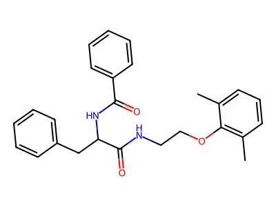 N-[1-[2-(2,6-dimethylphenoxy)ethylamino]-1-oxo-3-phenylpropan-2-yl]benzamide structure