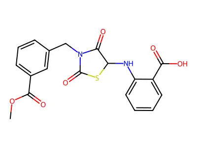 2-({3-[3-(methoxycarbonyl)benzyl]-2,4-dioxo-1,3-thiazolidin-5-yl}amino)benzoic acid structure