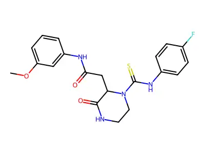 2-{1-[(4-fluorophenyl)carbamothioyl]-3-oxopiperazin-2-yl}-N-(3-methoxyphenyl)acetamide structure