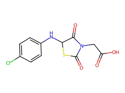 2-(5-((4-Chlorophenyl)amino)-2,4-dioxothiazolidin-3-yl)acetic acid structure