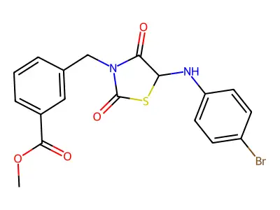 methyl 3-({5-[(4-bromophenyl)amino]-2,4-dioxo-1,3-thiazolidin-3-yl}methyl)benzoate structure