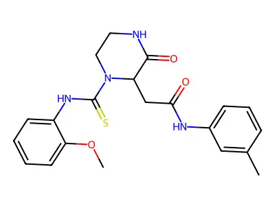 2-{1-[(2-methoxyphenyl)carbamothioyl]-3-oxopiperazin-2-yl}-N-(3-methylphenyl)acetamide structure