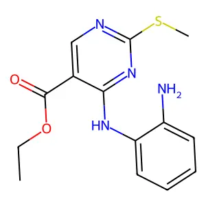 Ethyl 4-(2-aminophenylamino)-2-(methylthio)pyrimidine-5-carboxylate structure