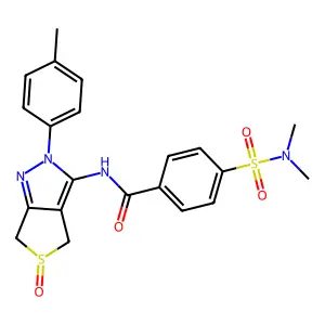 4-(N,N-dimethylsulfamoyl)-N-(5-oxido-2-(p-tolyl)-4,6-dihydro-2H-thieno[3,4-c]pyrazol-3-yl)benzamide structure