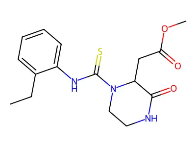 Methyl 2-(1-{[(2-ethylphenyl)amino]thioxomethyl}-3-oxopiperazin-2-yl)acetate structure