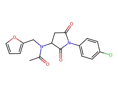 N-[1-(4-chlorophenyl)-2,5-dioxopyrrolidin-3-yl]-N-(furan-2-ylmethyl)acetamide structure