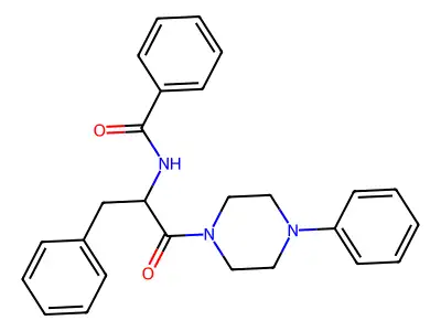 N-[1-oxo-3-phenyl-1-(4-phenylpiperazin-1-yl)propan-2-yl]benzamide structure