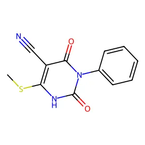 6-methylsulfanyl-2,4-dioxo-3-phenyl-1H-pyrimidine-5-carbonitrile structure