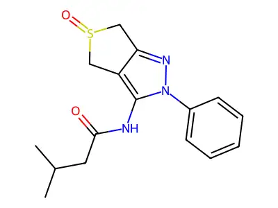 3-methyl-N-(5-oxido-2-phenyl-4,6-dihydro-2H-thieno[3,4-c]pyrazol-3-yl)butanamide structure