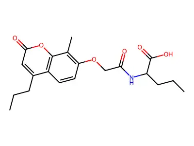 N-{[(8-methyl-2-oxo-4-propyl-2H-chromen-7-yl)oxy]acetyl}norvaline structure
