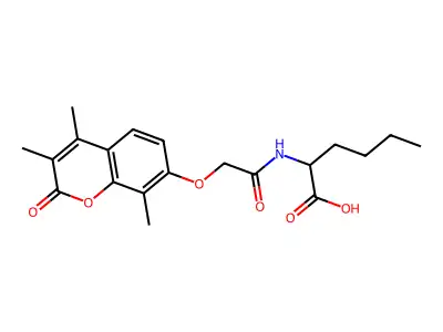 N-{[(3,4,8-trimethyl-2-oxo-2H-chromen-7-yl)oxy]acetyl}norleucine structure