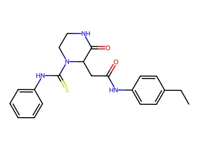 N-(4-ethylphenyl)-2-[3-oxo-1-(phenylcarbamothioyl)piperazin-2-yl]acetamide structure
