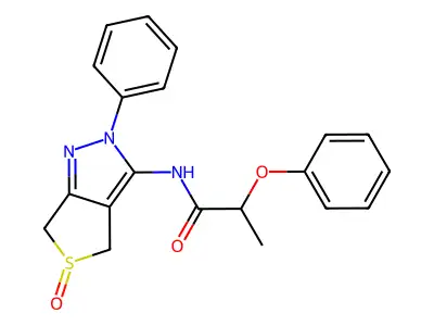 N-(5-oxo-2-phenyl-4,6-dihydrothieno[3,4-c]pyrazol-3-yl)-2-phenoxypropanamide structure