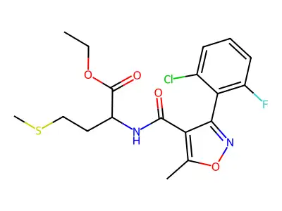 ethyl 2-({[3-(2-chloro-6-fluorophenyl)-5-methyl-4-isoxazolyl]carbonyl}amino)-4-(methylsulfanyl)butanoate structure
