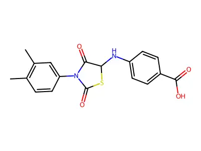 4-{[3-(3,4-Dimethylphenyl)-2,4-dioxo-1,3-thiazolidin-5-yl]amino}benzoic acid structure