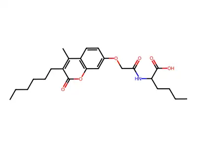 N-{[(3-hexyl-4-methyl-2-oxo-2H-chromen-7-yl)oxy]acetyl}norleucine structure