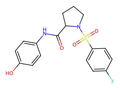 1-[(4-fluorophenyl)sulfonyl]-N-(4-hydroxyphenyl)prolinamide structure