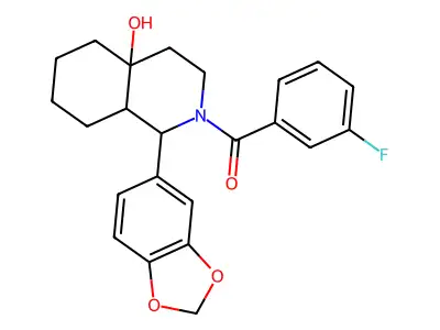 [1-(1,3-benzodioxol-5-yl)-4a-hydroxyoctahydroisoquinolin-2(1H)-yl](3-fluorophenyl)methanone structure
