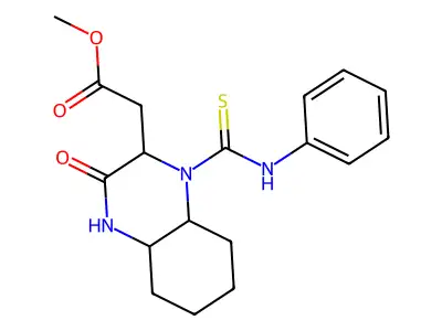 Methyl [3-oxo-1-(phenylcarbamothioyl)decahydroquinoxalin-2-yl]acetate structure