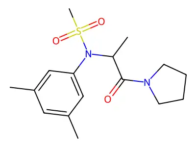 N-(3,5-dimethylphenyl)-N-(1-oxo-1-pyrrolidin-1-ylpropan-2-yl)methanesulfonamide structure
