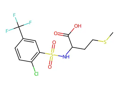 2-[2-chloro-5-(trifluoromethyl)benzenesulfonamido]-4-(methylsulfanyl)butanoic acid structure