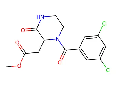 Methyl 1-(3,5-dichlorobenzoyl)-3-oxo-2-piperazineacetate structure