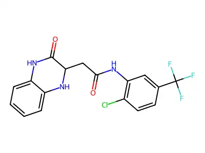 N-[2-chloro-5-(trifluoromethyl)phenyl]-2-(3-oxo-1,2,3,4-tetrahydroquinoxalin-2-yl)acetamide structure
