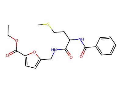 Ethyl 5-[[(2-benzamido-4-methylsulfanylbutanoyl)amino]methyl]furan-2-carboxylate structure