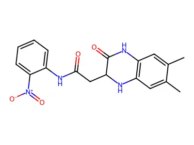 2-(6,7-dimethyl-3-oxo-1,2,3,4-tetrahydroquinoxalin-2-yl)-N-(2-nitrophenyl)acetamide structure